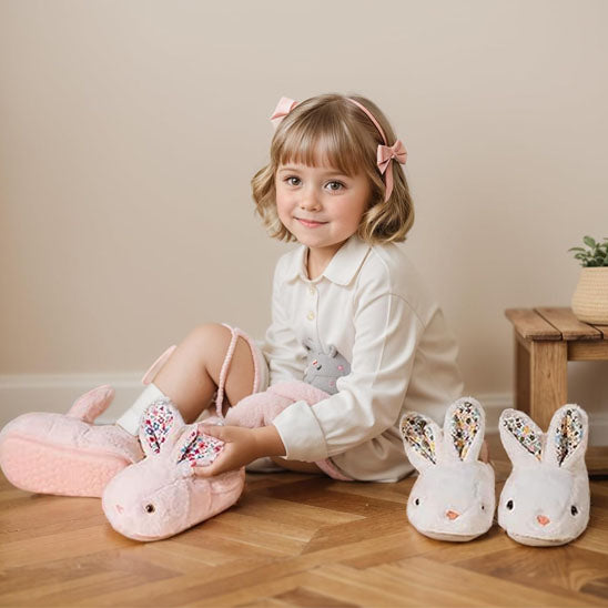 petite fille porte chaussures bebe rose-forme lapin